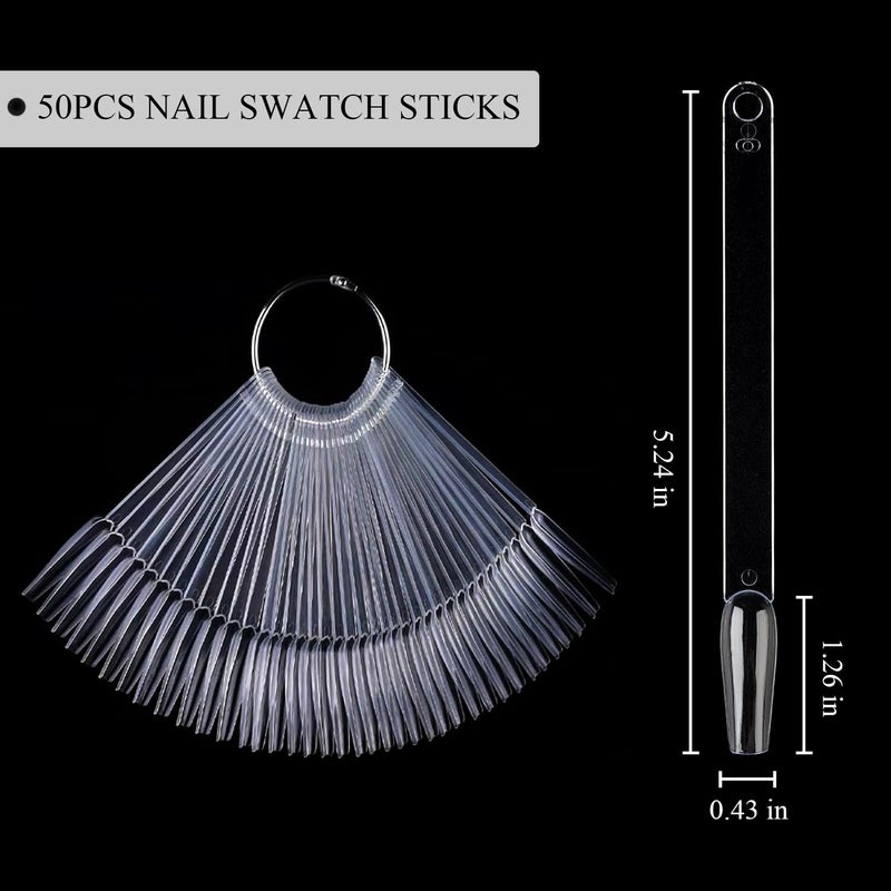 furtherpretty Clear Nail Swatch Sticks with Number Stickers, 50 Pcs Ballerina Nail Sample Swatches for Gel Polish Color Display Practice Nails muestrario de colores para uñas Manicure Supplies - Image 2